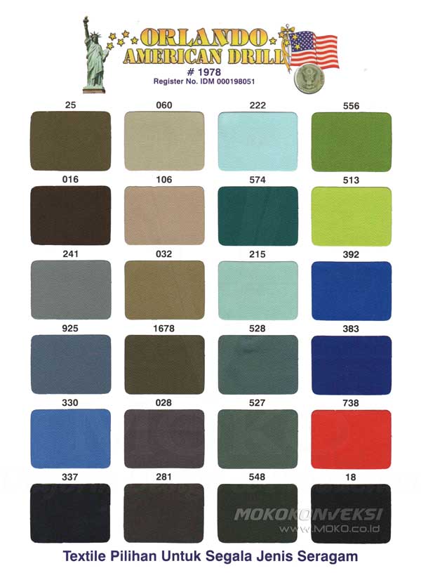 Katalog Warna American Drill Orlando 4 Bahan Kain Drill Untuk Konveksi Baju Wearpack